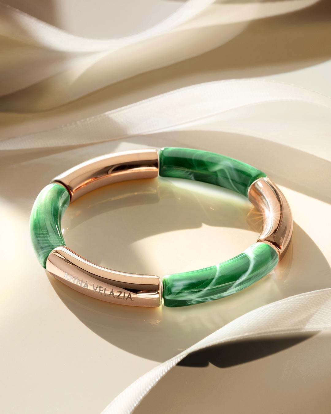 Packshot Bracciale Acetato  Verde celadon marmorizzato Savio