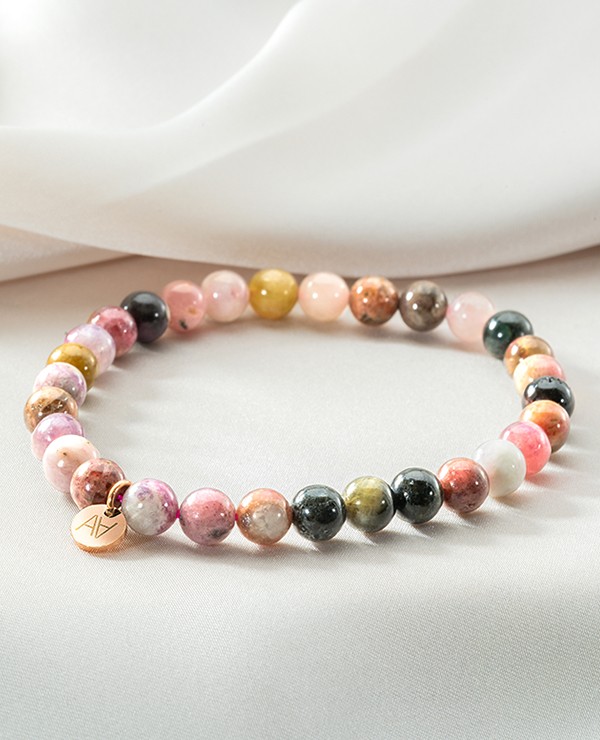 Bracelet tourmaline multicolore 6mm