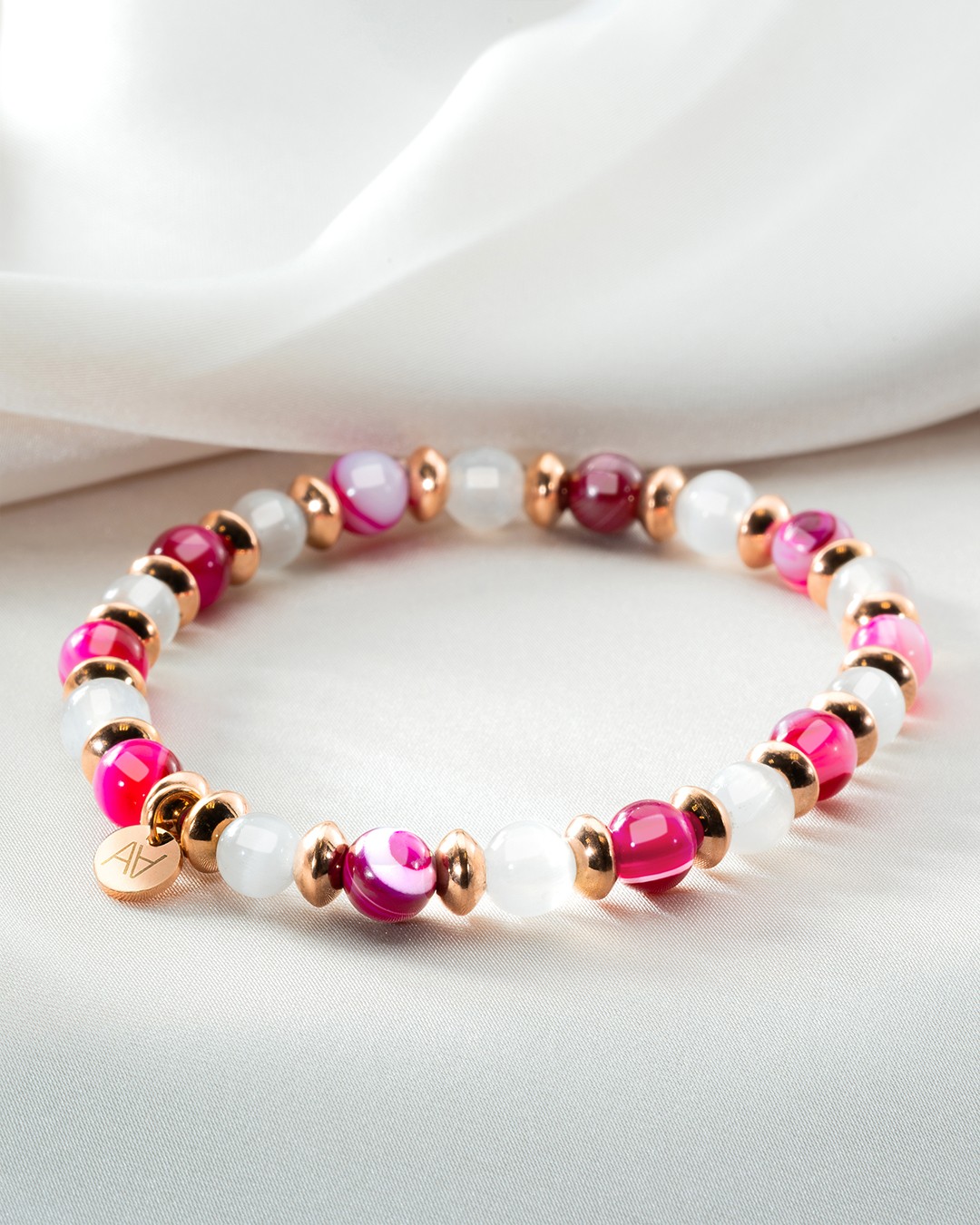 Packshot Bracciale Agata Rosa e SeleniteGentilezza nelle Relazioni