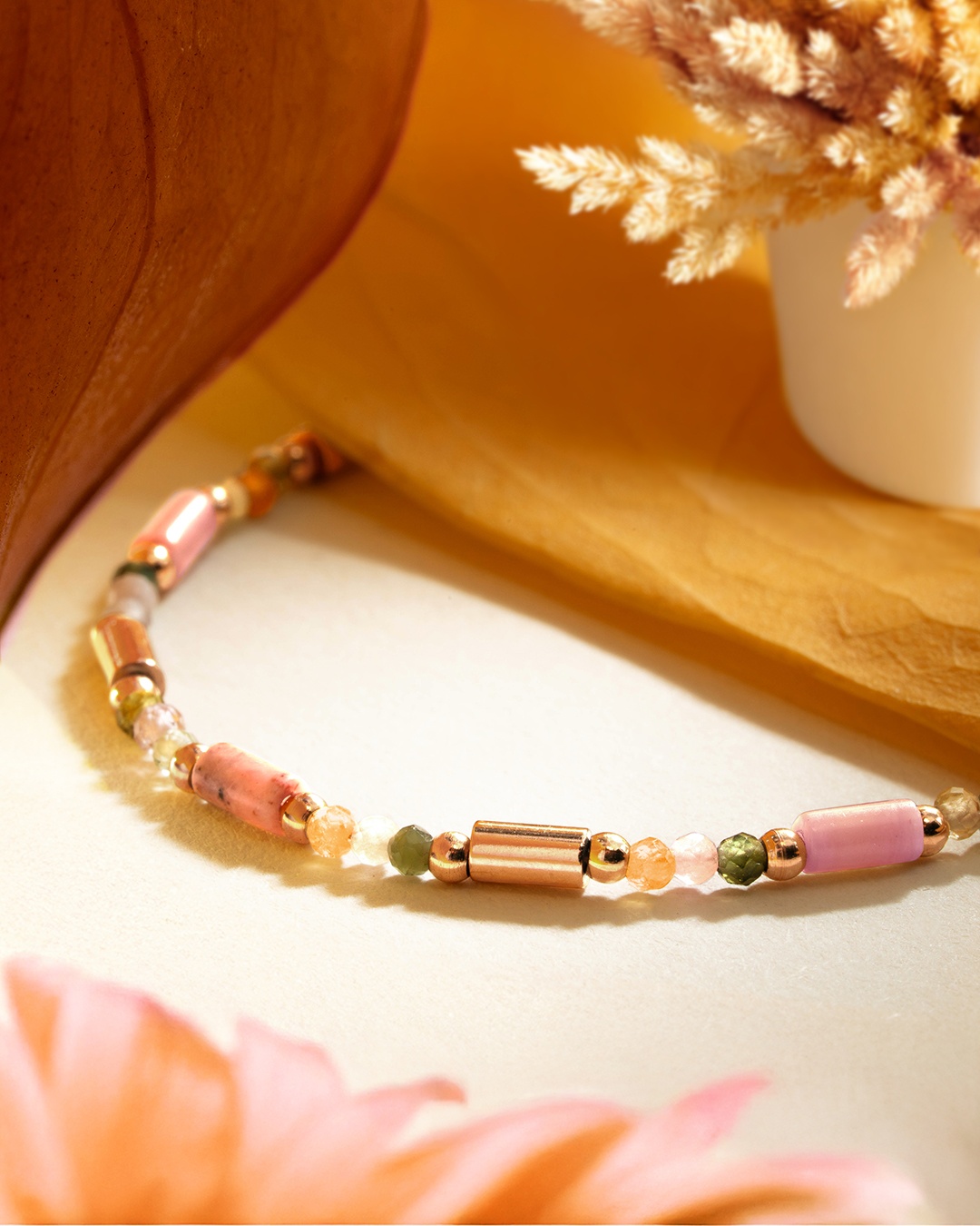 Packshot Bracciale Tormalina multicolore e rodonite Monzila
