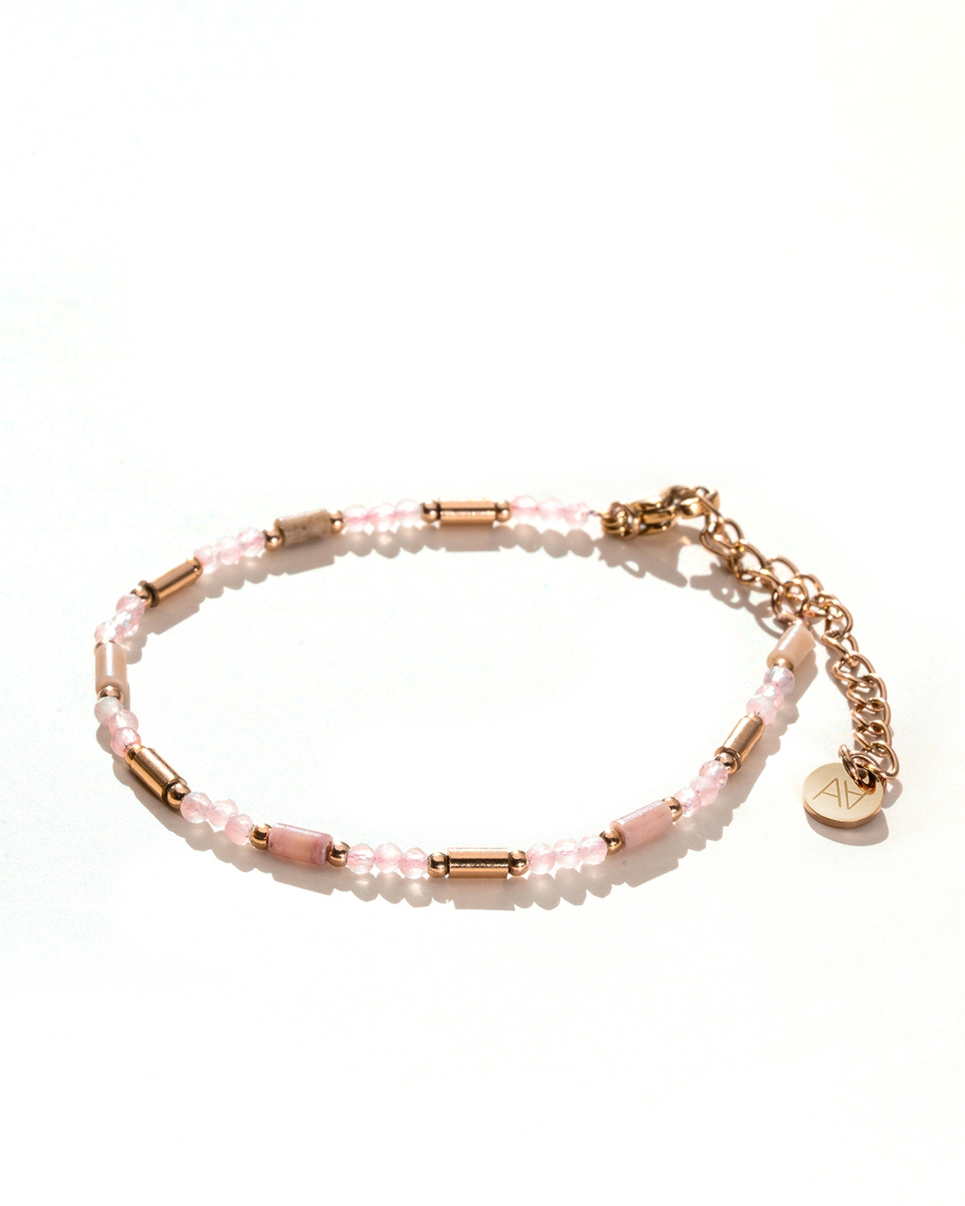 Packshot Bracciale Quarzo rosa e Rodonite Aresina