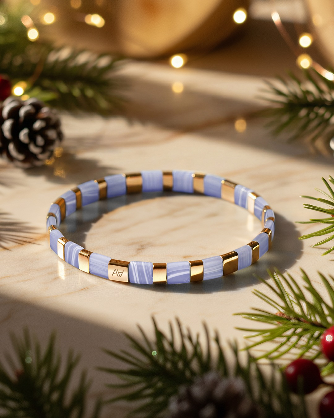 Bracciale calcedonio blu sintetico Morciano