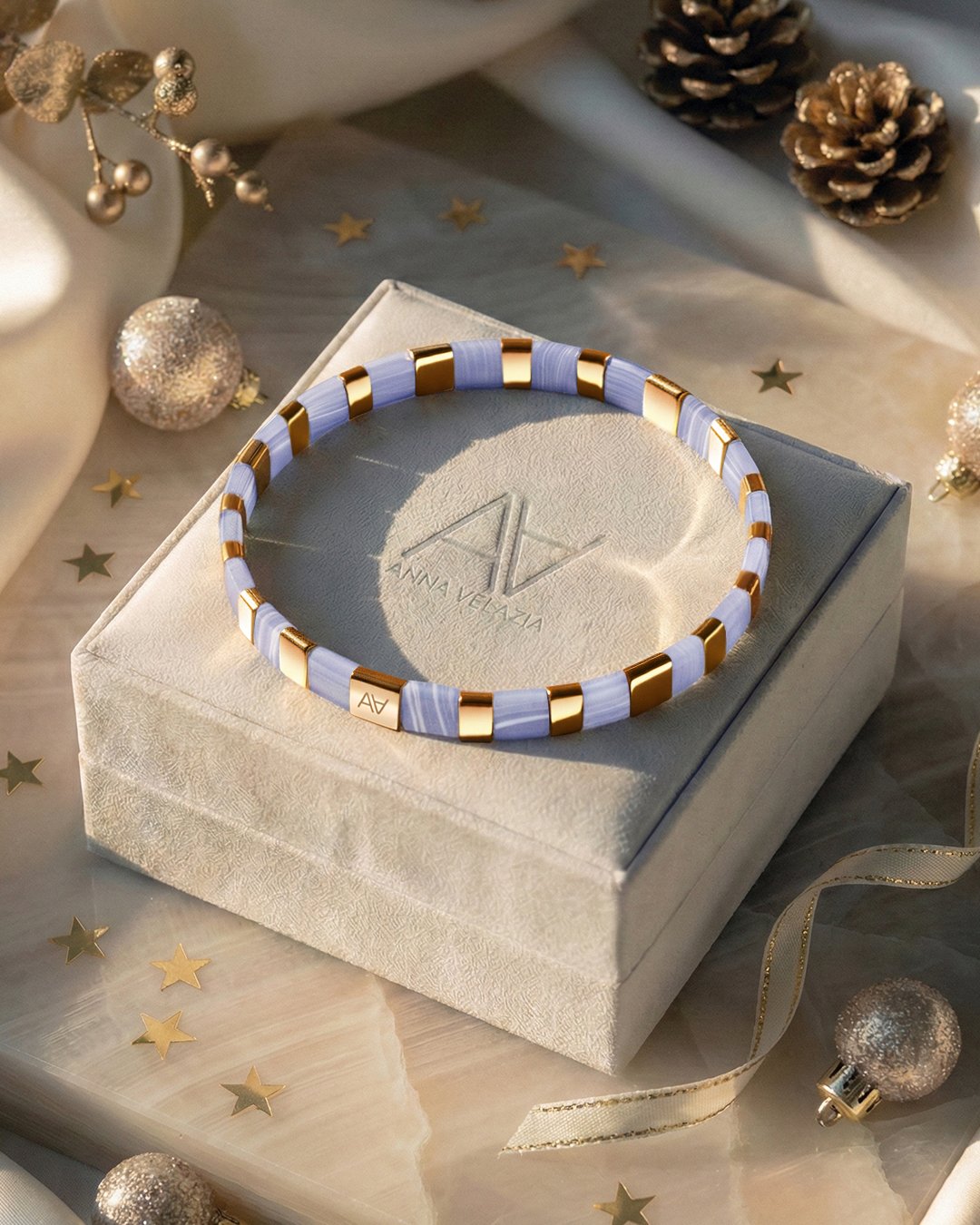 Bracciale calcedonio blu sintetico Morciano