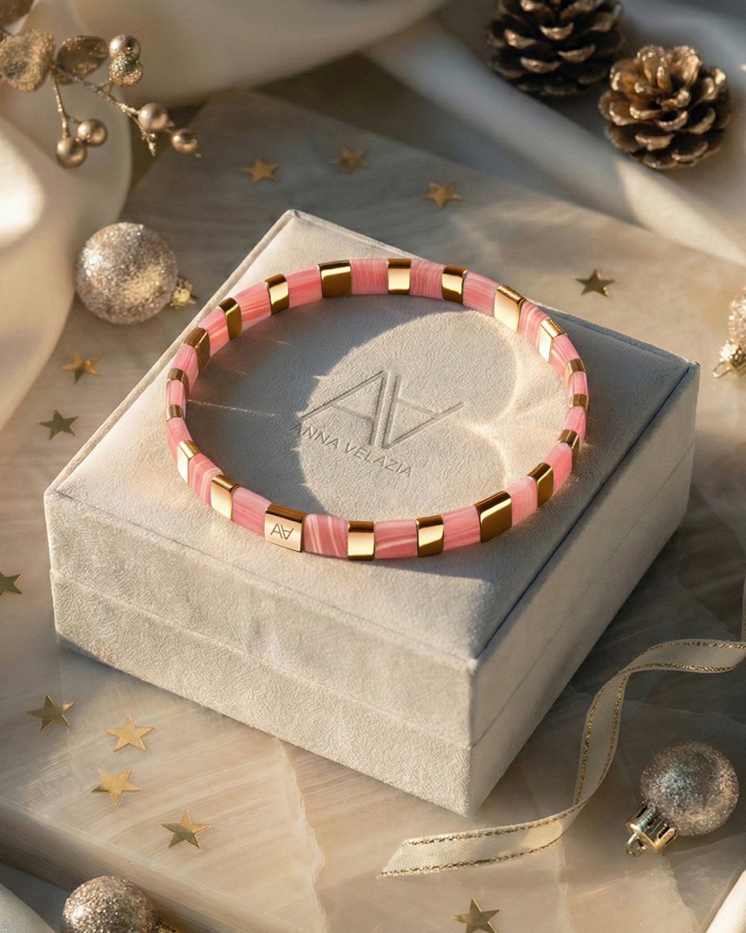 Bracciale calcedonio rosa sintetico Corciano