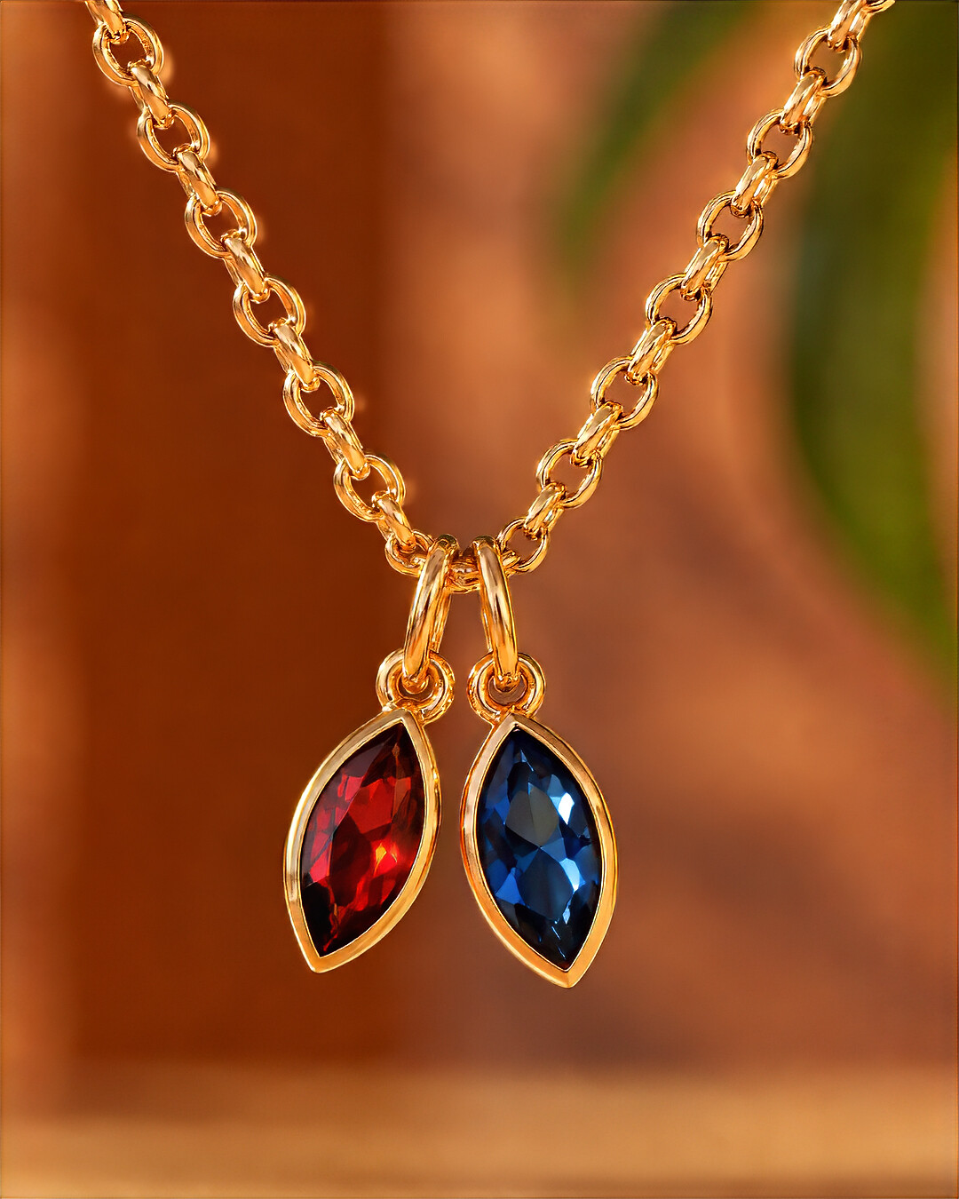 Ciondolo Zircone rosso e blu Monteblù