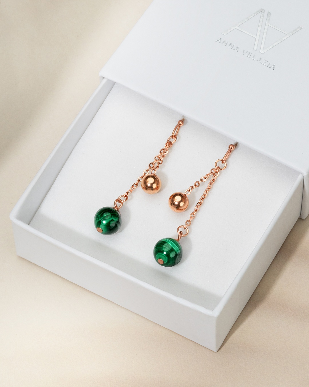 Packshot Orecchini Malachite Venozi