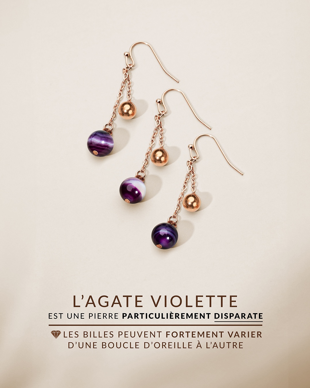 Packshot Orecchini Agata viola Calizzoni 